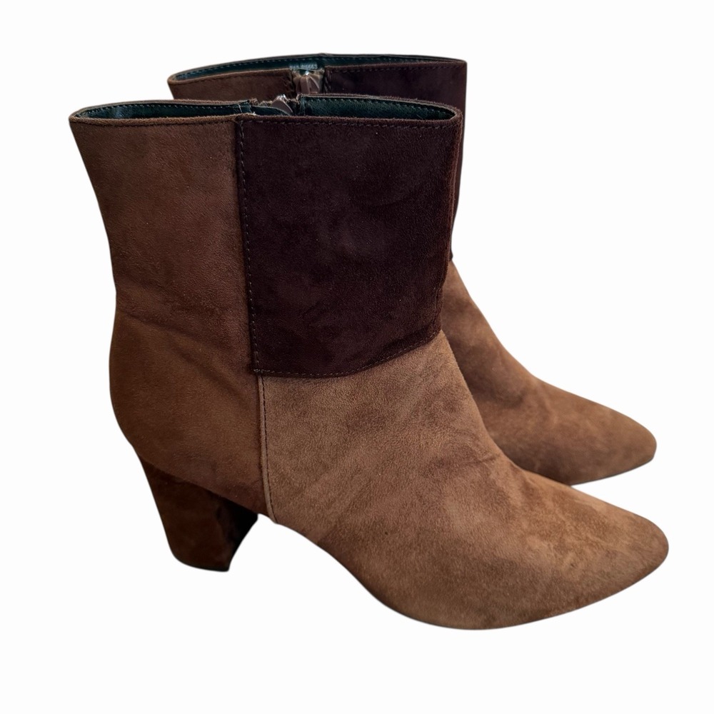 Rialto Boots Mora Ankle Booties Brown Patchwork Side Zip Block Heel Size 10 Y2K‎